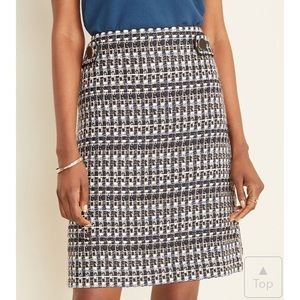 NWT Ann Taylor tab button A-line skirt navy multi